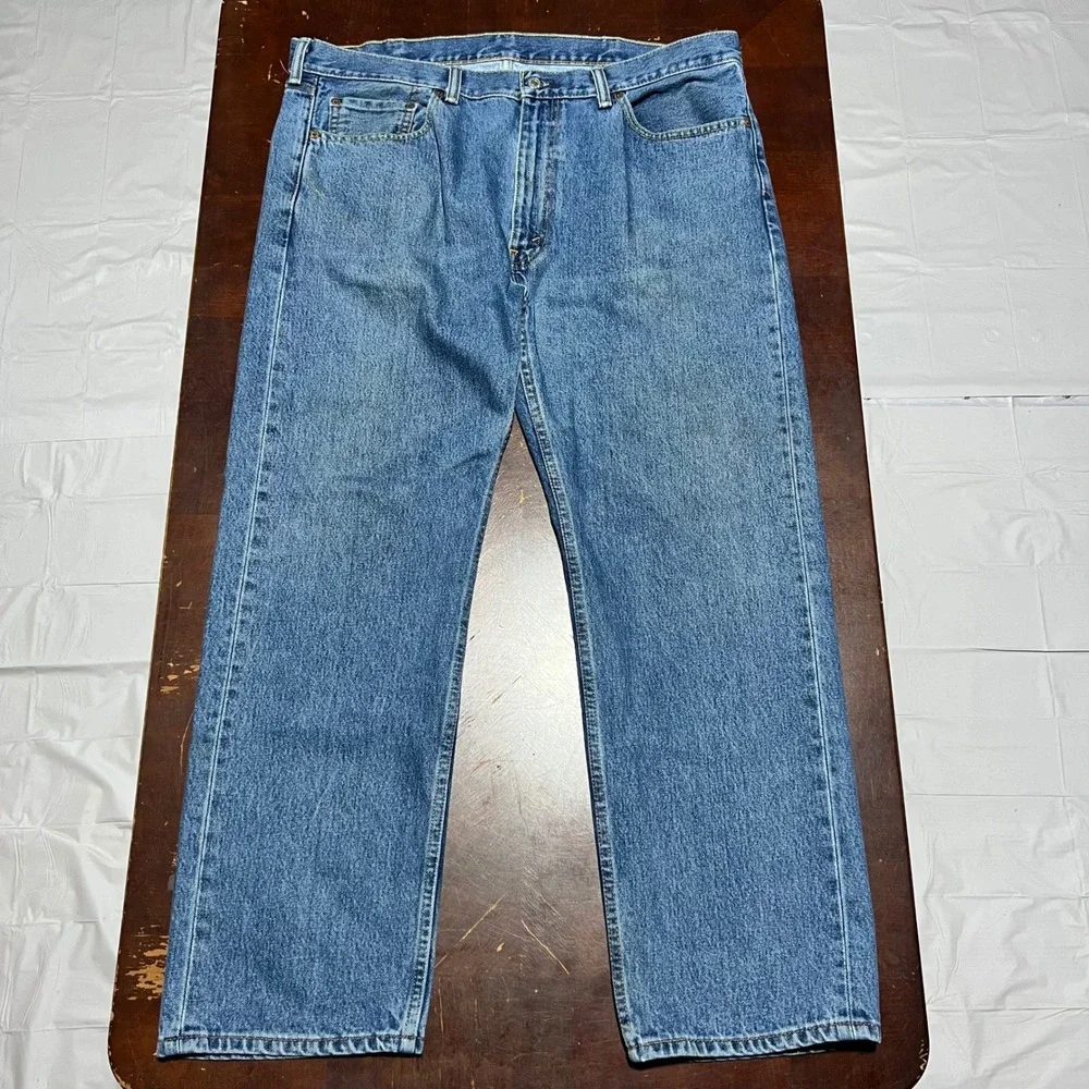 Levis 505 Regular Fit Straight Leg Blue Denim Jeans Mens 40x30 Medium Wash